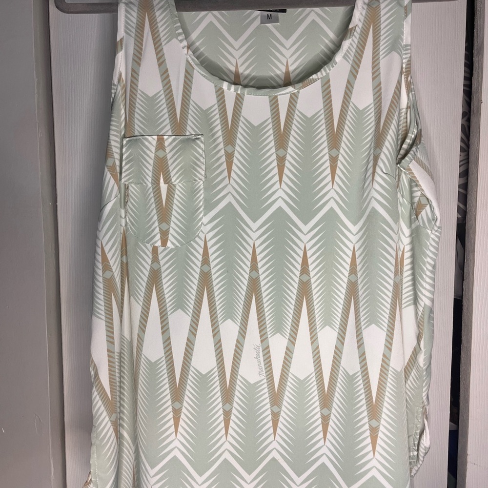Manuhealii Mint and Tan Geometric Tank Top